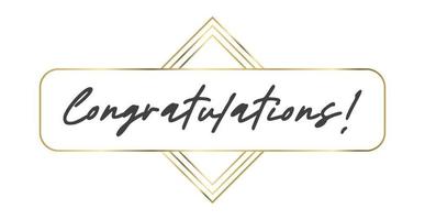 Congratulations lettering message with elegant golden frame. Congrats calligraphic quote. Hand drawn style calligraphy phrase. vector