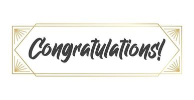 Congratulations lettering message with elegant golden frame. Congrats calligraphic quote. Hand drawn style calligraphy phrase. vector