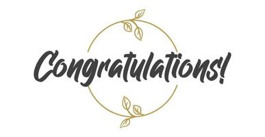 Congratulations lettering message with elegant golden frame. Congrats calligraphic quote. Hand drawn style calligraphy phrase. vector
