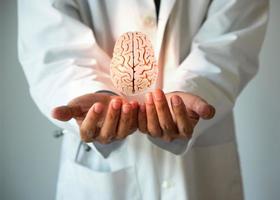 Brain health concept and doctor hand photo