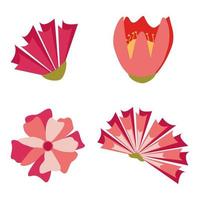 Flower head vector icon set, nature plants summer flat design, colorful different flower isolated on white, floral