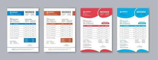 Business invoice template and Minimal invoice template with color variation  bundle vector design  or business letterhead design