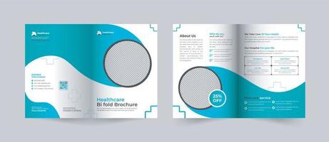 Medical and healthcare  two-fold or bifold brochure template , multipurpose company profile back and inside pages template vector