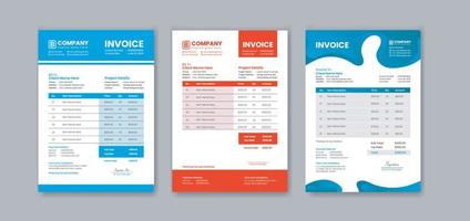 Business invoice template and Minimal invoice template with color variation  bundle vector design  or business letterhead design