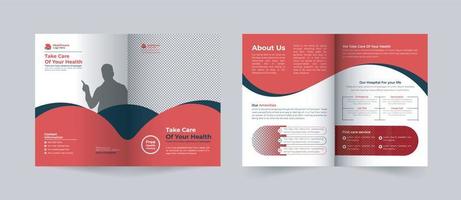 Medical and healthcare  two-fold or bifold brochure template , multipurpose company profile back and inside pages template vector