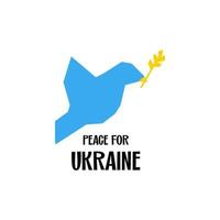 Peace for Ukraine stylized illustration bird of peace in ukrainian national color blue and yellow in cutting style isolated vector