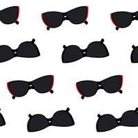 Seamless pattern with sunglasses in red and black frame. Flat lay. Happy sunglasses day. Summertime vector
