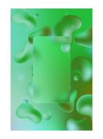 background of 3d geometric shapes with glassmorphism square plate in the center vector