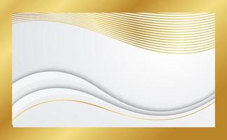 White luxury background with golden curve line element and glitter light effect decoration. vector