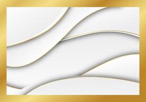 White luxury background with golden curve line element and glitter light effect decoration. vector