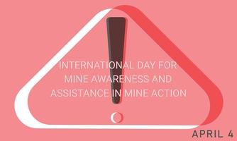 International Day for Mine Awareness and Assistance in Mine Action. Template for background, banner, card, poster vector