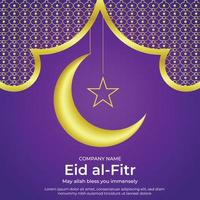 Free vector realistic eid mubarak background with candles and moon