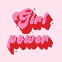 Girl power quote handwritten with bright pink. vector