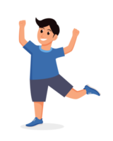 character boy happy dance movements isolated png