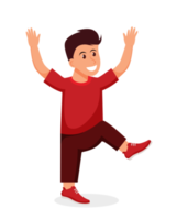 character boy happy dance movements isolated png