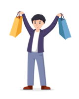 people shopping. People with shopping bags illustration png