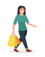 Menschen Einkaufen. Menschen mit Einkaufen Taschen Illustration png