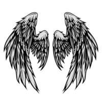 Hand-Drawn Wing Vector Illustration in Tattoo Style