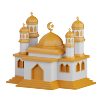 3d rendering mosque isolated useful for muslim, religion, ramadan kareem eid al fitr design element png