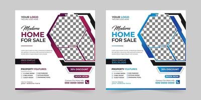 Modern Real estate house sale and home rent advertising square Social media post and promotion ads discount banner vector template design.