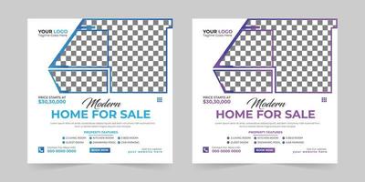 Modern Real estate house sale and home rent advertising square Social media post and promotion ads discount banner vector template design.