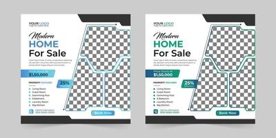 Modern Real estate house sale and home rent advertising square Social media post and promotion ads discount banner vector template design.