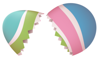 Cracking Easter egg with painted stripes png