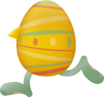 Easter egg with beak and legs running png