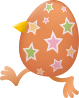 Easter egg with beak and legs running png