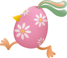 Easter egg with beak, ears and legs running png