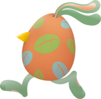 Easter egg with beak, ears and legs running png