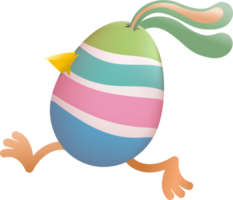 Easter egg with beak, ears and legs running png