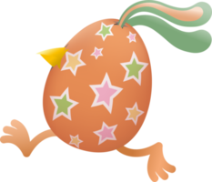 Easter egg with beak, ears and legs running png