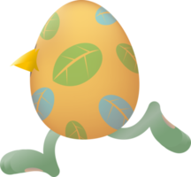 Easter egg with beak and legs running png