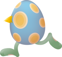 Easter egg with beak and legs running png