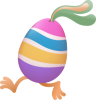 Easter egg with ears and legs running png
