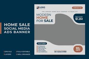 Plantilla de banner de anuncios de redes sociales de venta de casas modernas vector