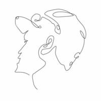 illustration of a man wearing glasses looking from the side. simple and minimalist line art. simple vector