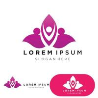 yoga logo design stock. human meditation in lotus flower vector illustration