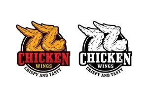 pollo alas crujiente y sabroso diseño logo vector