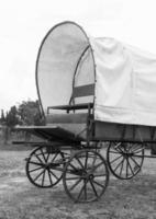 Black and White Covered wagon photo