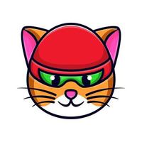 Cat in a red cap. Vector illustration on a white background.