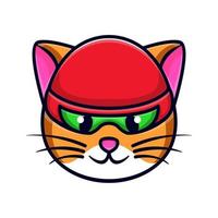 Cat in a red cap. Vector illustration on a white background.