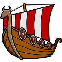 Viking Ship Cartoon Vector Illustration