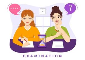 Examination Paper Illustration with Online Exam, Form, Papers Answers, Survey or Internet Quiz in Flat Cartoon Hand Drawn for Landing Page Templates vector