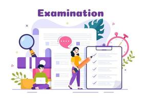 Examination Paper Illustration with Online Exam, Form, Papers Answers, Survey or Internet Quiz in Flat Cartoon Hand Drawn for Landing Page Templates vector