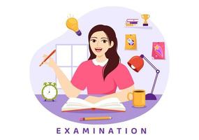 Examination Paper Illustration with Online Exam, Form, Papers Answers, Survey or Internet Quiz in Flat Cartoon Hand Drawn for Landing Page Templates vector