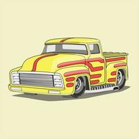 Classic Cartoon Yellow Truck in Vector