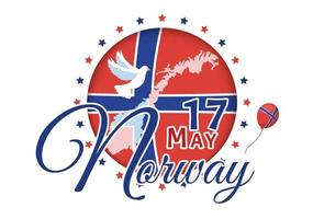 Norway National Day on May 17 Illustration with Flag Norwegian and Holiday Celebration in Flat Cartoon Hand Drawn for Landing Page Templates vector