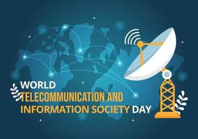 World Telecommunication and Information Society Day on May 17 Illustration with Communications Network Across Earth Globe in Hand Drawn Templates vector